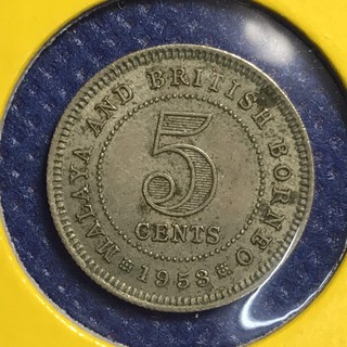 เหรียญเก่า#13312 ปี1953 Malaya & British Borneo 5 CENTS เหรียญต่างประเทศ หายาก น่าสะสม