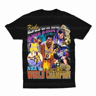 ผ้าฝ้าย 100%COTTONเสื้อยืดแฟชั่นผู้ชายคอกลมผ้าฝ้ายสไตล์วินเทจ Kobe Bryant Los Angeles Lakers Tribute sizes-5xl