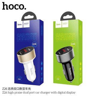 cherry หัวชาร์จในรถ Car charger Z26 High praise digital display dual USB