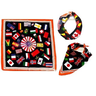 ผ้าพันคอ ผ้าโพกหัว ลายธงนานาชาติ (International Flags Bandana Hairband)