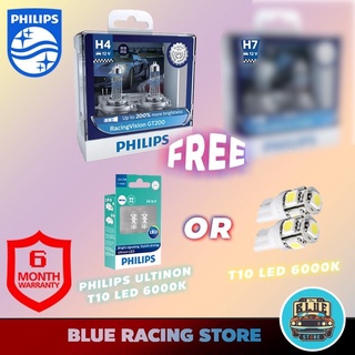 หลอดไฟหน้ารถยนต์ PHILIPS : RACING VISION +150% ขั้ว H4 | RACING VISION GT200 +200% H4 หลอดไฟรถยนต์ หลอดไฟ Philips