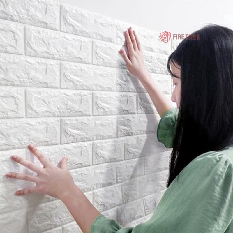 วอลเปเปอร์ติดผนัง-3-มิติ-ลายกำแพงอิฐ-สีขาว-มีกาวในตัว-สติ๊กเกอร์ติดผนัง3d-ตกแต่งห้อง-wallpaper-3d-ft99