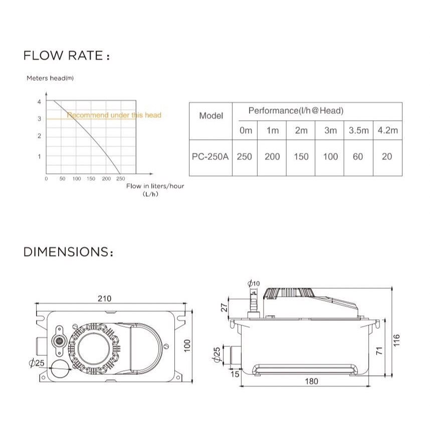 ภาพสินค้าปั้มเดรนน้ำทิ้งแอร์ สำหรับแอร์ขนาดใหญ่ (กาลักน้ำ) Wipcool PC-250A จากร้าน first...168 บน Shopee ภาพที่ 3