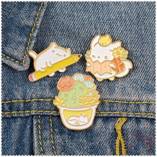 ★ เข็มกลัด ลายการ์ตูนแมวน่ารัก - ดินสอ / หนังสือ / กระบองเพชร ★ เข็มกลัดแฟชั่น Doodle Enamel Pins สําหรับติดกระเป๋าเป้สะพายหลัง 1 ชิ้น