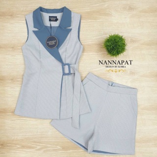 Set 2 ชิ้นเสื้อขาดเข็มขัดเอว มีกระดุม1เม็ดด้านใน กางเกงมีกระเป๋าข้าง 🎗TAG :: #NANNAPAT