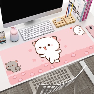 Peach Mochi Cat Gaming mousepad Desk Mat Computer Gaming Mousepad Anti-slip Natural Rubber with Locking Edge Women Mouse Mat