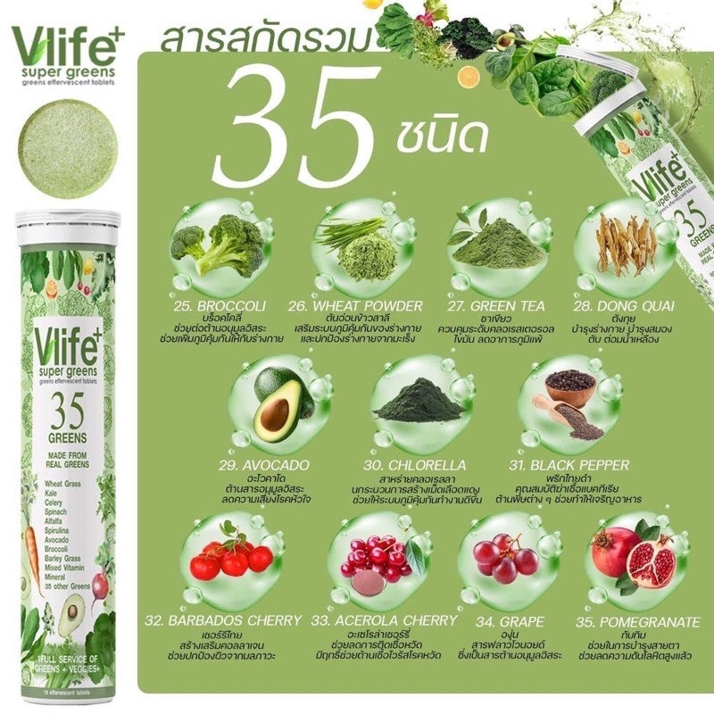 ภาพสินค้าส่งฟรี Vlifeplus วิตามินผัก วิตามินเม็ดฟู่ super food รสส้มผสมมะนาว ทานง่าย ไม่เหม็นเขียว จากร้าน temsir.t29 บน Shopee ภาพที่ 3