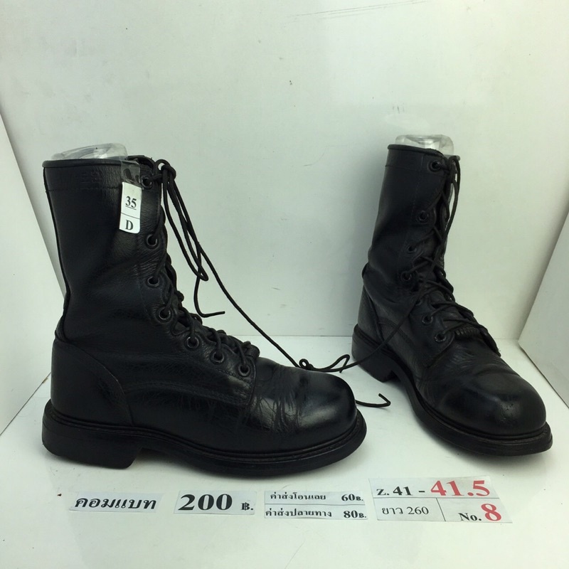 ภาพหน้าปกสินค้ารองเท้าคอมแบท Combat shoes หนังสีดำ สภาพดี ทรงสวย มือสอง คัดเกรด ของนอก เกาหลี