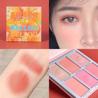 ปัดแก้ม+ไฮไลท์ HUDAVIOJI BELLINI 6 COLOR BLUSHER&amp;HIGHLIGHTER PALETTE