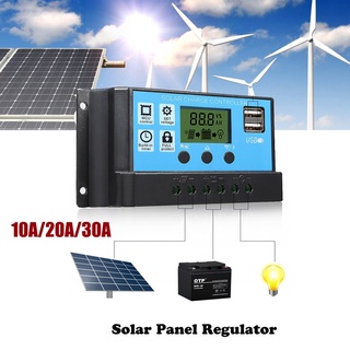 เครื่องควบคุมแผงโซล่าเซลล์ 10A 12V/24V LCD Display PWM Solar Panel Regulator Charge 2 usb ECM