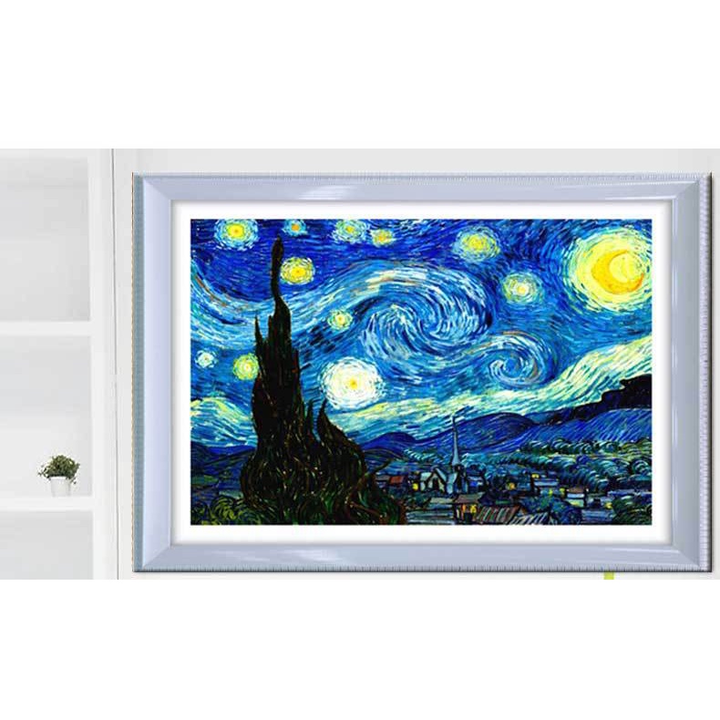 ภาพติดคริสตัลกลม-ลายภาพวาดแวนโก๊ะ-the-starry-night-งานติดเต็มภาพ-ขนาดเล็ก-25-20-ซม