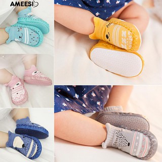 Ameesi ถุงเท้าเด็กทารกวัยหัดเดิน Anti-slip ลื่นไถลหนังชั้นล่างถุงเท้า