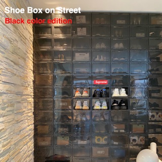 สินค้า กล่องรองเท้า Shoe Box on Street รุ่น V1 สีดำ 1 ชุด มี 6 กล่อง