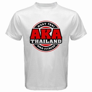 เสื้อยืด พิมพ์ลายโลโก้มวยไทย Aka Thailand Mma Muay สีขาว สําหรับผู้ชายS-5XL