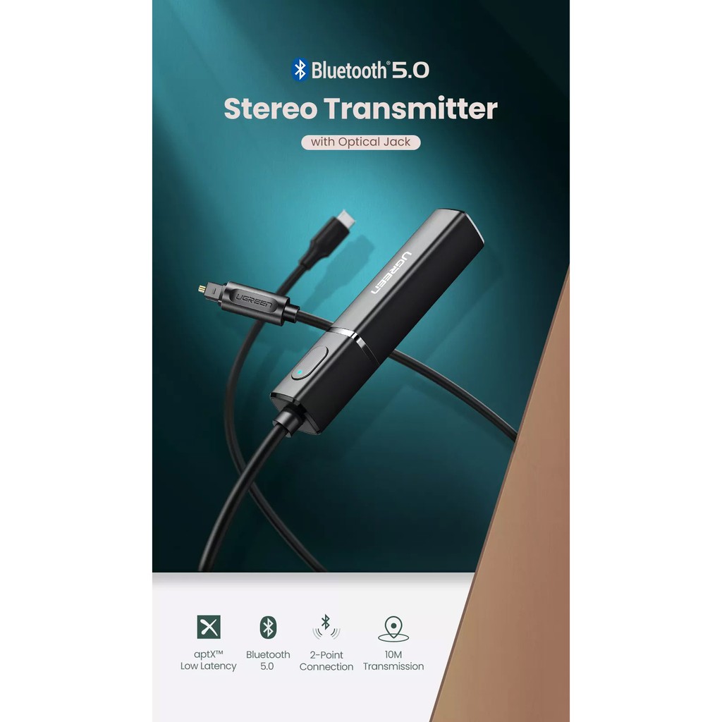 Bluetooth 5.0 Audio Transmitter + Toslink/3.5mm