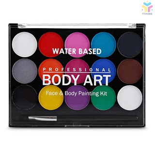 ภาพหน้าปกสินค้า۞ready stock۞ Face Paint Kit Professional Water Based Body Paint 15 Colors Washable Non-Toxic Paints 1 Paintbrush for Kid Sensitive Skin Halloween Costume Makeup Party Supplies ที่เกี่ยวข้อง