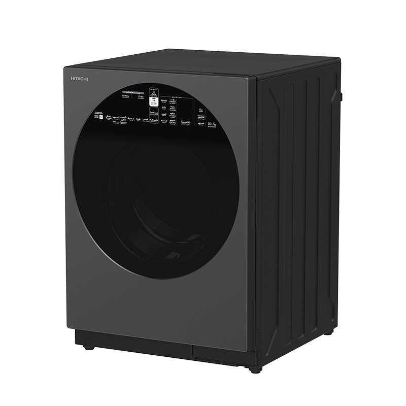 hitachi-เครื่องซักผ้า-front-loading-รุ่นbd-d100xgv-ซัก-10-กก-อบ-7-กก-สี-mauve-gray-แถมฟรีผ้าคลุมเครื่องซักผ้า
