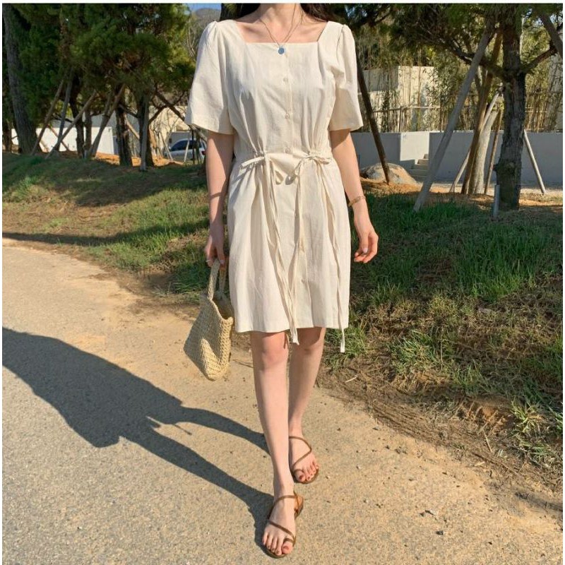 เดรสสั้นสีครีม-butter-dress-c6329