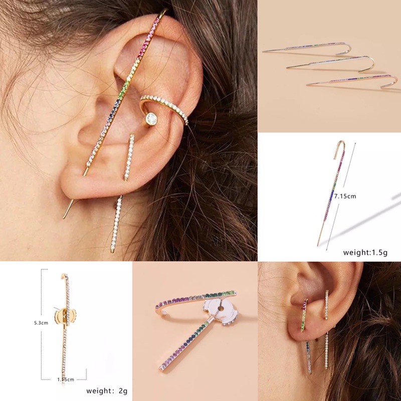 เกี่ยวหูต่างหูงานแบรนด์-earcuff-สายฝอเก๋ๆ-มีหลายแบบ-นิกเกิลฟรี