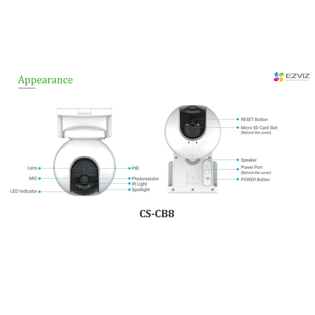 ezviz-กล้องวงจรปิดแบบใช้แบตเตอรี่-3mp-wifi-แพนและเอียงได้-ภาพสี24ชม-พูดคุยโต้ตอบได้-รุ่น-cb8-เลนส์-4mm