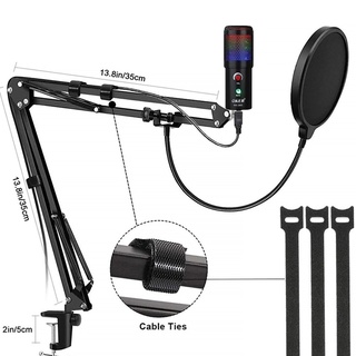 OKER MIC-2021 Microphone Condensor USB 7.1 RGB ไมค์โครโฟน (Black)