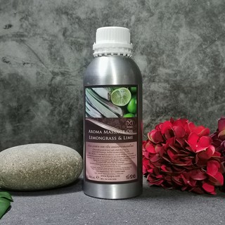 BYSPA น้ำมันนวดตัวอโรมา Aroma massage Oil กลิ่น Lemongrass &amp; Lime 1,000 ml.