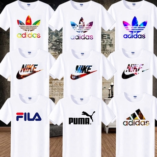 เสื้อยืดโคลเวอร์ชายหญิงแขนสั้นทรงหลวมไซส์ใหญ่ทนทาน AJ ลำลองกีฬารุ่นใหม่แฟชั่นคู่รักแมทช์ลุคง่ายแขนสั้น