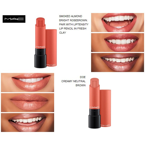 MAC Liptensity Lipstick : smoked almond/Doe (ของแท้ 100%) | Shopee Thailand