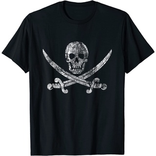 เสื้อยืด  Vintage Pirate Skull T-Shirt Tops