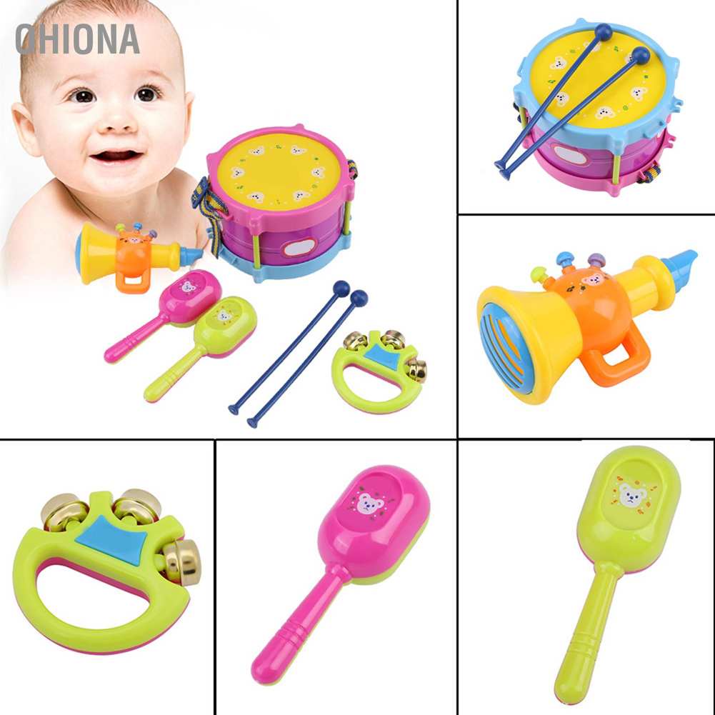 ohiona-7pcs-ของเล่นเครื่องดนตรีเด็กเล็ก-กลองชุดของเล่น-กลองเด็ก-ของเล่นกลอง-ของเล่นเสริมการศึกษาสําหรับเด็ก