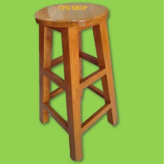 CPD เก้าอี้บาร์ เก้าอี้สตูล ทรงสูง ไม้สักแท้ เก้าอี้ทรงกลมไม้ สูง 80 cm กว้าง 35 cm
