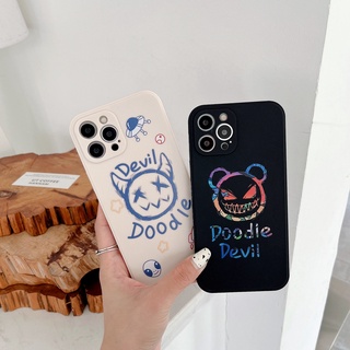 เคสโทรศัพท์มือถือ ลายกราฟฟิตี้หมีเอเลี่ยน สีขาวดํา สไตล์โบราณ สําหรับ Iphone 13 13pro Max11 Pro Max Xs Max X 12 Pro Max