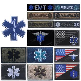 ภาพหน้าปกสินค้าParamedic EMT Heartbeat EMS Star of Life USA flag Emergency Rescue PATCH SAR MED Medic Medical patch Badge Appliques ที่เกี่ยวข้อง