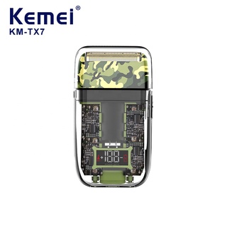 สินค้า Kemei KM-TX7 เครื่องโกนหนวดไฟฟ้า ชาร์จ USB กันน้ํา สําหรับผู้ชาย ผู้ซื้อ 1 ชิ้น