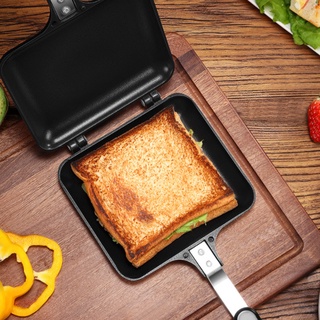 ☾⊕Double-Sided Sandwich Frying Pan Non-Stick Foldable Sandwich Maker Pan with Handles for Bread Toast Waffle Pancake