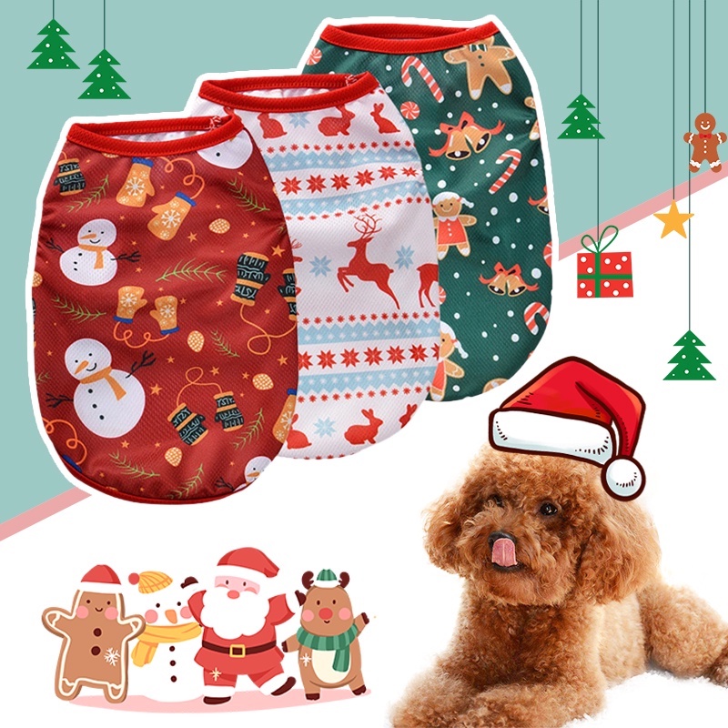 ภาพหน้าปกสินค้าลูกสุนัขแมวคริสต์มาสการ์ตูนเสื้อกั๊กคริสต์มาสเสื้อยืดเสื้อผ้าสัตว์เลี้ยง