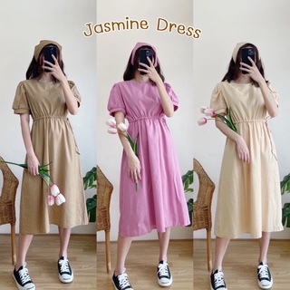 JASMINE DRESS เดรสตัวยาวแขนตุ๊กตาแถมผ้าโพกผมเข้าเซต1ผืน