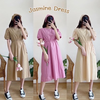 JASMINE DRESS เดรสตัวยาวแขนตุ๊กตาแถมผ้าโพกผมเข้าเซต1ผืน