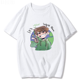 เสื้อยืดสีขาวผู้หญิง - เสื้อยืด Eddsworld แขนสั้นฤดูร้อน O-Neck Edd ท็อปส์ซูผู้หญิงผู้ชายการ์ตูนพิม