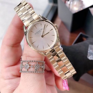 (ผ่อน0%) นาฬิกา coach 14503208 Modern Luxury Gold Tone Bracelet size 28 mm. สแตนเลส สีทอง