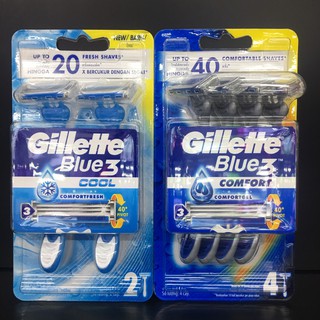 Gillette Blue 3 ( แพ็ค 2และ4 ด้าม) ยิลเลตต์ บลูทรี  ใบมีดโกนพร้อมด้าม (มี 2 รุ่น)