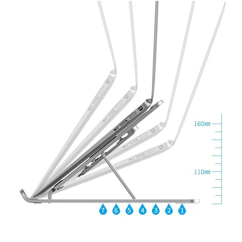 ที่วางโน๊ตบุ๊คแบบโลหะ-ขายึดพับที่วางโน๊ตบุ๊ค-ขาตั้งคอมพิวเตอร์-ปรับระดับได้-สีเทา-เงิน