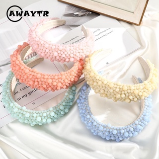 AWAYTR New Sponge Full Pearl Headband For Women Fashion Luxurious Beads Padded Hair Band Wedding Hair Accessories