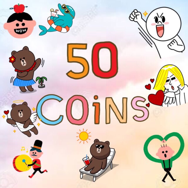 ภาพหน้าปกสินค้าStickerline 50 coins ทุกแบบ เลือกได้เลยจ้า
