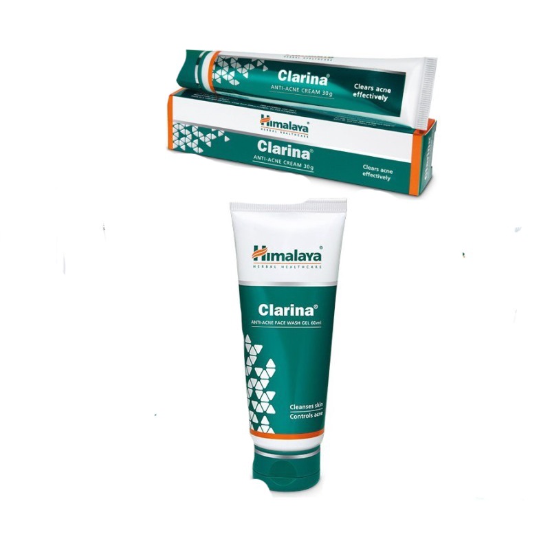 Himalaya Clarina AntiAcne Cream 30g/ Clarina AnitAcne Face Wash Gel 60ml เจลล้างหน้าสิวอักเสบ