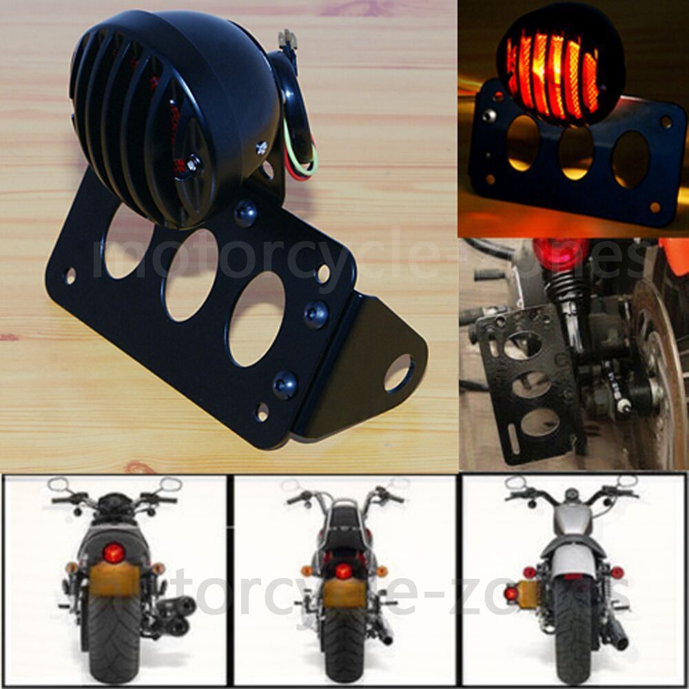For Harley Chopper Bobber Tail Light Side Mount License Plate Bracket Motorcycle - Foto 11