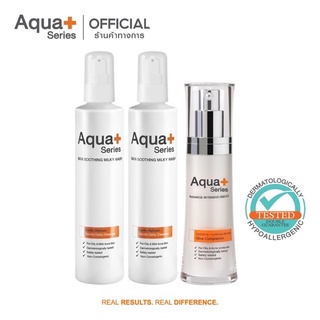 AquaPlus Skin Soothing Milky Wash 175 ml. (2 ขวด) &amp; Radiance-Intensive Essence 30 ml.