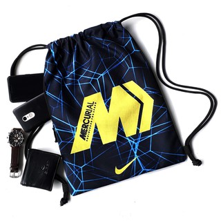 Nike Mercurial กระเป๋ากีฬา กระเป๋าฟุตบอล แบบผูกเชือก สีฟ้า