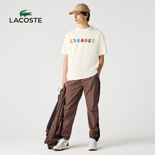 [S-5XL] Lacoste เสื้อยืดแขนสั้น คอกลม พิมพ์ลายหนังจระเข้ สไตล์ฝรั่งเศส สําหรับผู้ชาย | Th7290