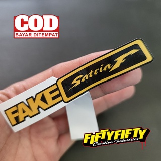 สติกเกอร์ พิมพ์ลาย FAKE SATRIA F กันน้ํามันวาว สําหรับติดตกแต่งหมวกกันน็อค รถจักรยานยนต์ รถยนต์